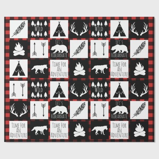 Rustic Black Buffalo Pset Wilderness Adventure Cadeaupapier (Vlak)