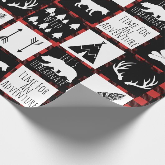 Rustic Black Buffalo Pset Wilderness Adventure Cadeaupapier (Hoek)