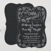 Rustic Black Burlap Die-Cut Wedding Invitations Kaart (Voorkant / Achterkant)
