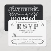 Rustic Black Burlap RSVP Wedding Reply Kaartje (Voorkant / Achterkant)