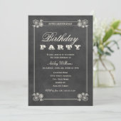 Rustic Black Chalkboard 30th Birthday Party Kaart (Staand voorkant)