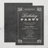 Rustic Black Chalkboard 30th Birthday Party Kaart (Voorkant / Achterkant)