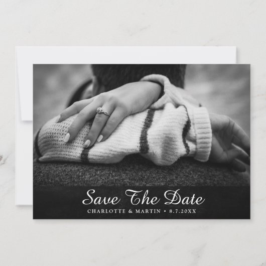 Rustic Black Chalkboard bewaart datumfotokaarten Save The Date (Voorkant)