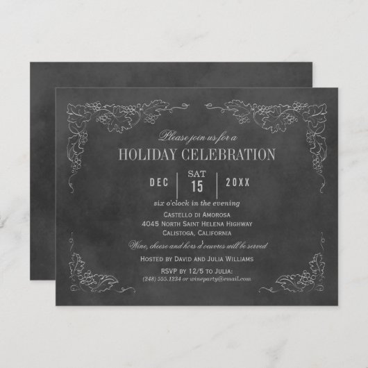 Rustic Black Chalkboard Holiday Celebration Kaart (Voorkant / Achterkant)