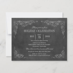 Rustic Black Chalkboard Holiday Celebration Kaart