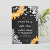 Rustic Black Chalkboard Lace Sunflower Wedding Kaart (Staand voorkant)