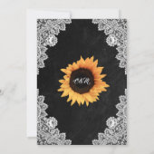 Rustic Black Chalkboard Lace Sunflower Wedding Kaart (Achterkant)