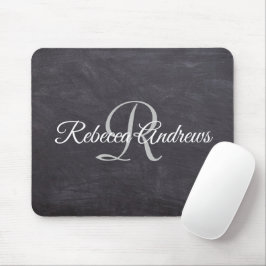 Rustic Black Chalkboard Monogram Muismat