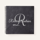 Rustic Black Chalkboard Monogram Planner Notitieboek (Voorkant)