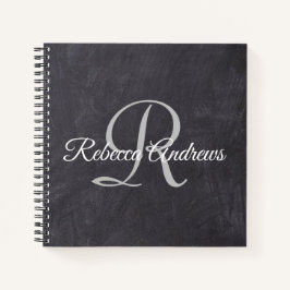 Rustic Black Chalkboard Monogram Planner Notitieboek