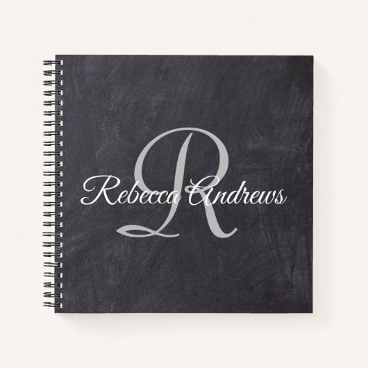 Rustic Black Chalkboard Monogram Planner Notitieboek (Voorkant)
