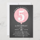 Rustic Black Chalkboard Roze ballonvaardig meisje  Kaart (Voorkant)