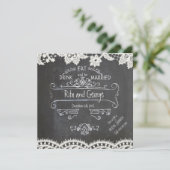 Rustic Black Chalkboard Vintage Wedding Uitnodigin Kaart (Staand voorkant)