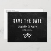 Rustic Black Chalkboard Wedding Save the Date Briefkaart (Voorkant / Achterkant)
