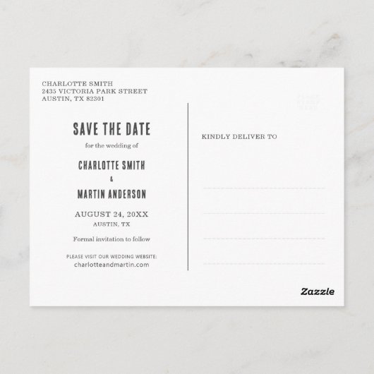 Rustic Black Chalkboard Wedding Save the Date Briefkaart (Achterkant)