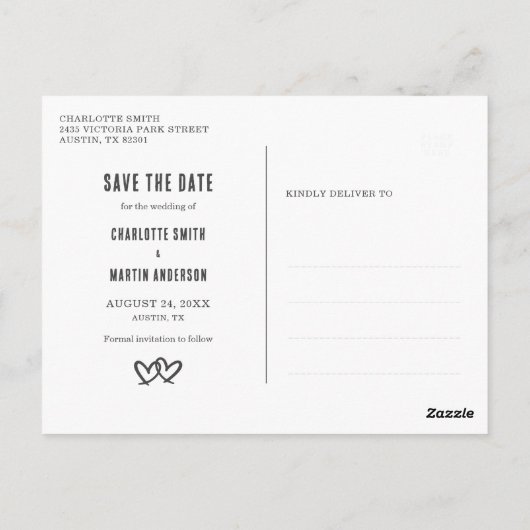 Rustic Black Chalkboard Wedding Save the Date Briefkaart (Achterkant)