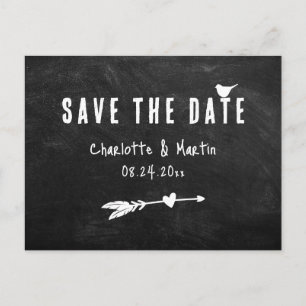 Rustic Black Chalkboard Wedding Save the Date Briefkaart