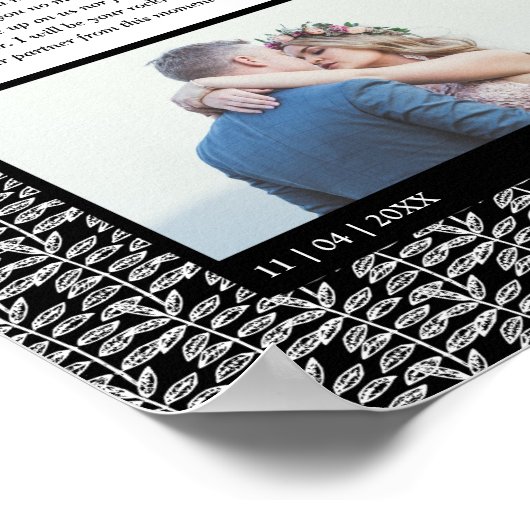 Rustic Black Custom Wedding Photo Marriage Vows Poster (Hoek)