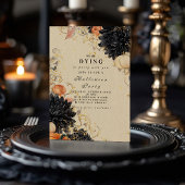 Rustic Black Dahlia Halloween Party Kaart