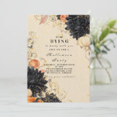 Rustic Black Dahlia Halloween Party Kaart (Staand voorkant)