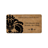 Rustic Black Damask Wedding Etiket (Voorkant)