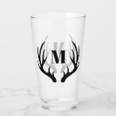 Rustic Black Deer Antlers | Monogram Glas (Achterkant)