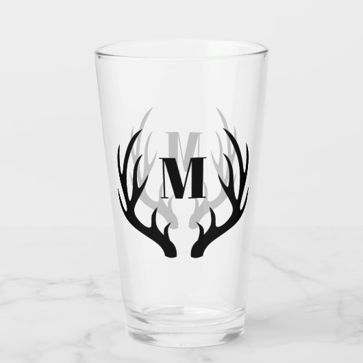 Rustic Black Deer Antlers | Monogram Glas (Achterkant)