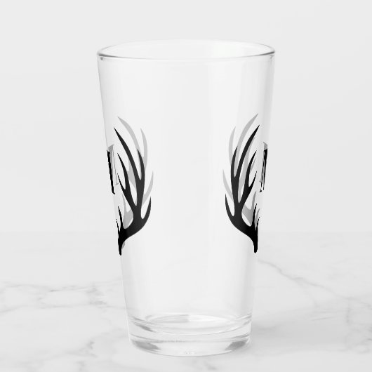 Rustic Black Deer Antlers | Monogram Glas (Rechts)