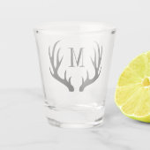Rustic Black Deer Antlers | Monogram Shot Glas (Achterkant)