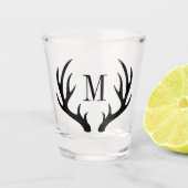 Rustic Black Deer Antlers | Monogram Shot Glas (Voorkant)