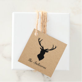 Rustic Black Deer | Kraft | Familienaam Bedankjes Labels