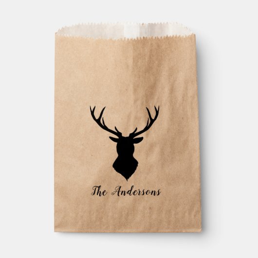 Rustic Black Deer | Kraft | Familienaam Bedankzakje (Voorkant)