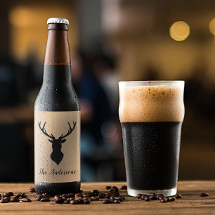 Rustic Black Deer   Kraft   Familienaam Bier Etiket