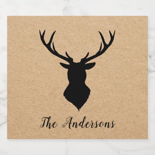 Rustic Black Deer | Kraft | Familienaam Bier Etiket (Enkel label)