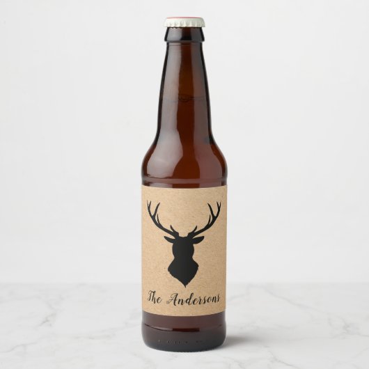 Rustic Black Deer | Kraft | Familienaam Bier Etiket (Voorkant)