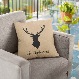 Rustic Black Deer | Kraft | Familienaam Buitenkussen