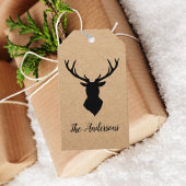 Rustic Black Deer | Kraft | Familienaam Cadeaulabel