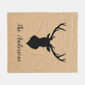 Rustic Black Deer | Kraft | Familienaam Fleece Deken (Voorkant (Horizontaal))