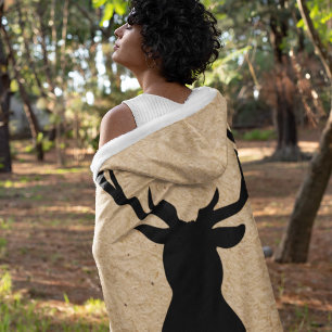 Rustic Black Deer Kraft Familienaam Fleece Deken