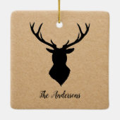 Rustic Black Deer | Kraft | Familienaam Keramisch Ornament (Achterkant)