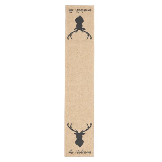 Rustic Black Deer | Kraft | Familienaam Medium Tafelloper (Voorkant)