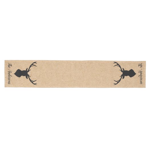 Rustic Black Deer | Kraft | Familienaam Medium Tafelloper (Horizontaal)