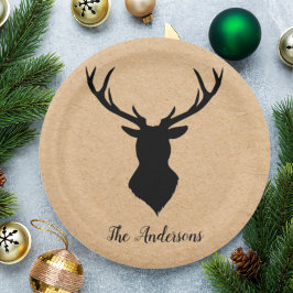 Rustic Black Deer | Kraft | Familienaam Papieren Bordje