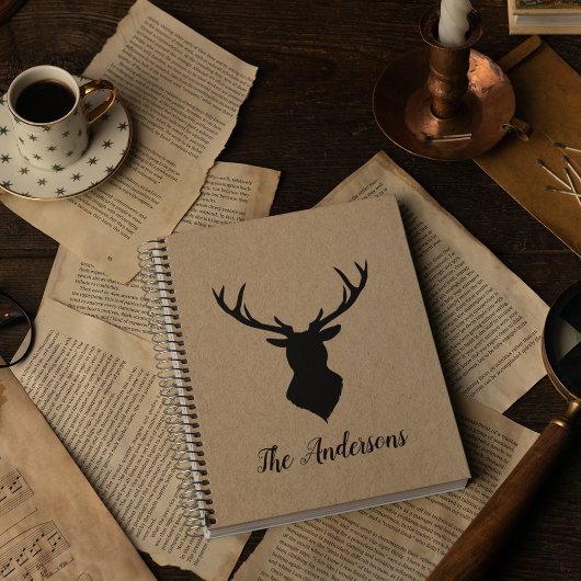 Rustic Black Deer | Kraft | Familienaam Planner