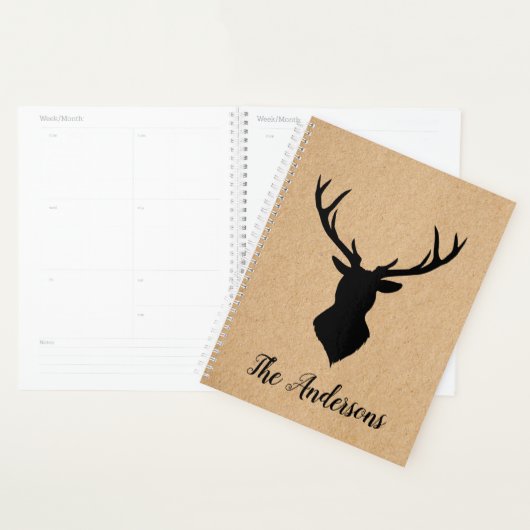 Rustic Black Deer | Kraft | Familienaam Planner (Display)