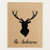 Rustic Black Deer | Kraft | Familienaam Planner (Voorkant)
