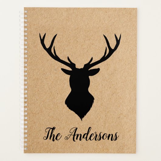 Rustic Black Deer | Kraft | Familienaam Planner (Voorkant)