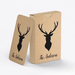 Rustic Black Deer | Kraft | Familienaam Pokerkaarten
