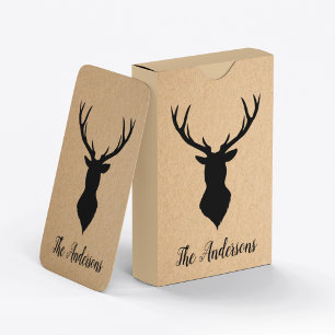 Rustic Black Deer Kraft Familienaam Pokerkaarten