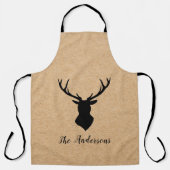 Rustic Black Deer | Kraft | Familienaam Schort (Voorkant)